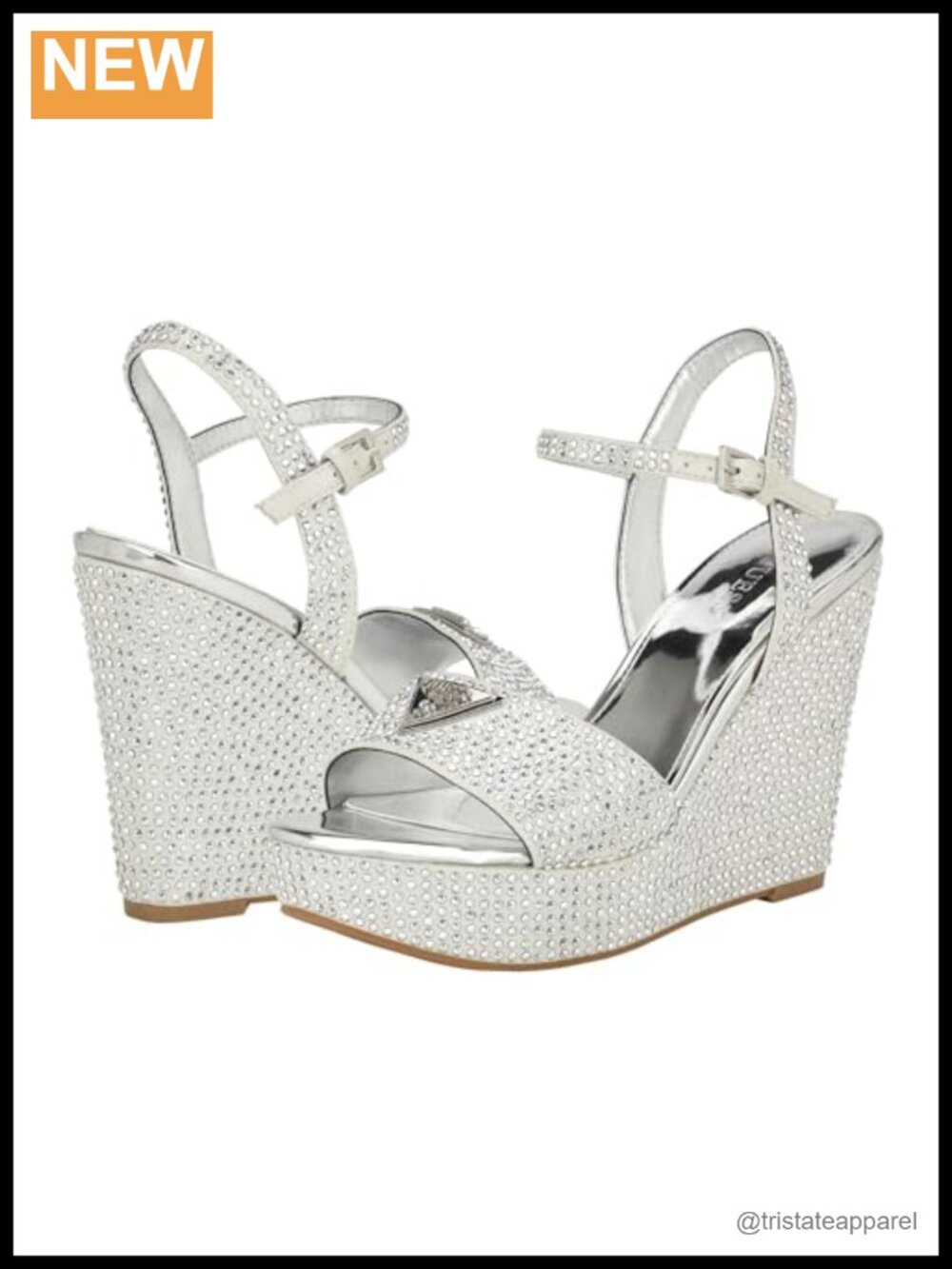 Wedge Heeled Sandals Embellished Open Toe Ankle Strap Buckle
